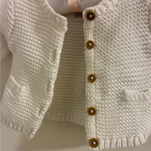 Carter White Knit Cardigan Brown Buttons 3m girl,cotton,boho,white,Easter,spring - Picture 2 of 7